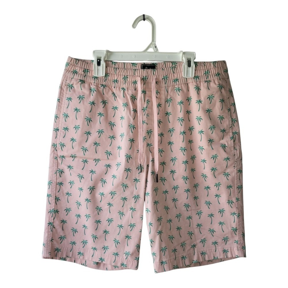 💕Bixby Nomad Mens Cottom Blend Pink Shorts With Palm Tree Size 30 New - Picture 1 of 5